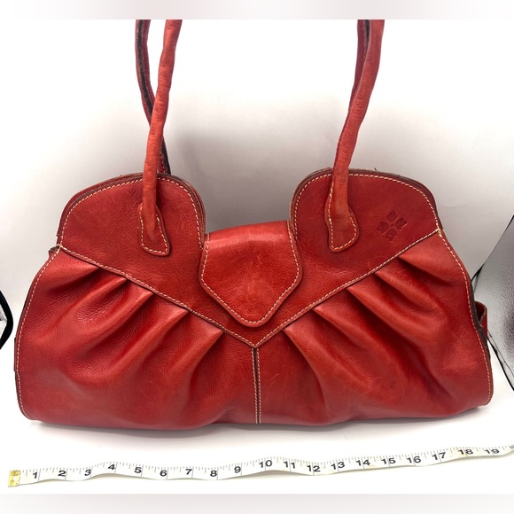 EUC Patricia Nash Red Lione Satchel Handbag 18"(W) x 10"(H) x 7"(D) - Picture 5 of 10